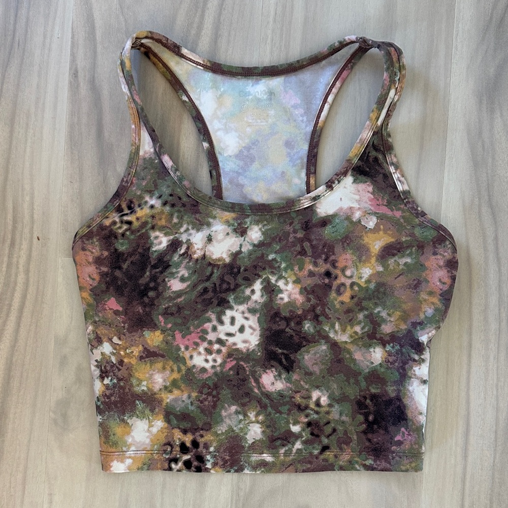 Calvin Klein NWT Multicolor Camouflage Print Sports Bra PTP 15"
